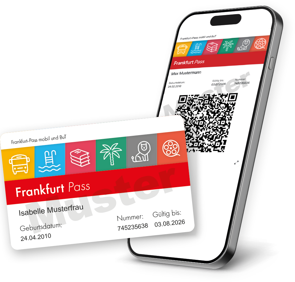 Bild eines Smartphones mit digitalem Frankfurt-Pass und Frankfurt-Pass als Karte